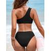 imageCUPSHE Womens One Piece Swimsuit Asymmetrical Neck Cutout One Shoulder Strap Bathing Suit SwimwearBlack