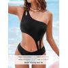 imageCUPSHE Womens One Piece Swimsuit Asymmetrical Neck Cutout One Shoulder Strap Bathing Suit SwimwearBlack