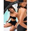 imageCUPSHE Womens One Piece Swimsuit Deep V Neck Bathing Suit Halter Straps Ruched Twist Front Bandeau Back HookBlack