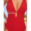 imageCUPSHE Womens One Piece Swimsuit Deep V Neck Keyhole Cutout O Ring Textured Bathing SuitRed
