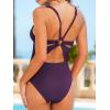 imageCUPSHE Womens One Piece Swimsuit Deep V Neck Keyhole Cutout O Ring Textured Bathing SuitWine Berry