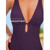 imageCUPSHE Womens One Piece Swimsuit Deep V Neck Keyhole Cutout O Ring Textured Bathing SuitWine Berry