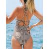 imageCUPSHE Womens One Piece Swimsuit High Neck Tummy Control Swimwear Bathing SuitChocolate BrownWhite