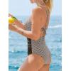 imageCUPSHE Womens One Piece Swimsuit High Neck Tummy Control Swimwear Bathing SuitChocolate BrownWhite