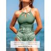 imageCUPSHE Womens One Piece Swimsuit High Neck Tummy Control Swimwear Bathing SuitOlive GreenFloral