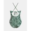 imageCUPSHE Womens One Piece Swimsuit High Neck Tummy Control Swimwear Bathing SuitOlive GreenFloral