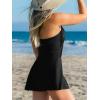 imageCUPSHE Womens One Piece Swimsuit Modern One Shoulder Asymmetrical Swimdress Ruched Shirred Bathing Suit Wide StrapsBlack