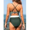 imageCUPSHE Womens One Piece Swimsuit Plunge Neckline Cutout Criss Cross Bathing SuitOlive GreenWhite Polka Dots