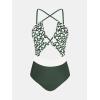 imageCUPSHE Womens One Piece Swimsuit Plunge Neckline Cutout Criss Cross Bathing SuitOlive GreenWhite Polka Dots