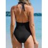 imageCUPSHE Womens One Piece Swimsuit Plunging Deep V Neck Halter Bathing Suit Ruched Adjustable Straps Self Tie O RingBlack