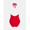 imageCUPSHE Womens One Piece Swimsuit Plunging Deep V Neck Halter Bathing Suit Ruched Adjustable Straps Self Tie O RingTrue Red