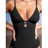 imageCUPSHE Womens One Piece Swimsuit Plunging Deep V Neck Keyhole Open Back Adjustable Strap Bathing Suit TexturedBlack