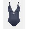 imageCUPSHE Womens One Piece Swimsuit Plunging Deep V Neck Keyhole Open Back Adjustable Strap Bathing Suit TexturedDark Grey