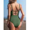 imageCUPSHE Womens One Piece Swimsuit Plunging Deep V Neck Keyhole Open Back Adjustable Strap Bathing Suit TexturedGreen