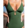 imageCUPSHE Womens One Piece Swimsuit Plunging Deep V Neck Keyhole Open Back Adjustable Strap Bathing Suit TexturedGreen