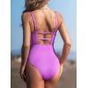 imageCUPSHE Womens One Piece Swimsuit Plunging Deep V Neck Keyhole Open Back Adjustable Strap Bathing Suit TexturedLavender