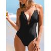 imageCUPSHE Womens One Piece Swimsuit Plunging V Neck Cutout Bathing Suit Adjustable Strappy SwimwearBlack