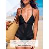 imageCUPSHE Womens One Piece Swimsuit Plunging V Neck Mesh Bathing Suit Crisscross Strappy SwimwearBlack