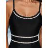 imageCUPSHE Womens One Piece Swimsuit Round Neck Bathing Suit Mesh Adjustable Straps SpaghettiBlack