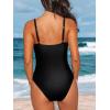 imageCUPSHE Womens One Piece Swimsuit Round Neck Bathing Suit Mesh Adjustable Straps SpaghettiBlack