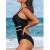 imageCUPSHE Womens One Piece Swimsuit Round Neck Bathing Suit Mesh Adjustable Straps SpaghettiBlack