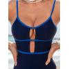 imageCUPSHE Womens One Piece Swimsuit Scoop Neck Adjustable Straps Cutout Back Self Tie Bathing SuitNavyRoyal Blue