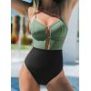 imageCUPSHE Womens One Piece Swimsuit Scoop Neck Adjustable Straps Cutout Back Self Tie Bathing SuitOlive GreenBlack
