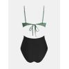 imageCUPSHE Womens One Piece Swimsuit Scoop Neck Adjustable Straps Cutout Back Self Tie Bathing SuitOlive GreenBlack