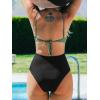 imageCUPSHE Womens One Piece Swimsuit Scoop Neck Adjustable Straps Cutout Back Self Tie Bathing SuitOlive GreenBlack