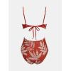 imageCUPSHE Womens One Piece Swimsuit Scoop Neck Adjustable Straps Cutout Back Self Tie Bathing SuitRedBeige Tropical