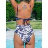 imageCUPSHE Womens One Piece Swimsuit Scoop Neck Adjustable Straps Cutout Back Self Tie Bathing SuitWhiteNavy Floral