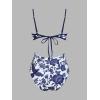 imageCUPSHE Womens One Piece Swimsuit Scoop Neck Adjustable Straps Cutout Back Self Tie Bathing SuitWhiteNavy Floral