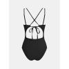 imageCUPSHE Womens One Piece Swimsuit Scoop Neck Bathing Suit Double Straps Crisscross Back Adjustable Self Tie TexturedBlack