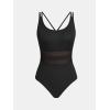 imageCUPSHE Womens One Piece Swimsuit Scoop Neck Bathing Suit Double Straps Crisscross Back Adjustable Self Tie TexturedBlack