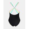 imageCUPSHE Womens One Piece Swimsuit Scoop Neck Crisscross Back Bathing Multi Color Straps Whip Stiching TrimBlack