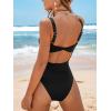 imageCUPSHE Womens One Piece Swimsuit Scoop Neck Wide Adjustable Straps Bathing Suit Ruched Tummy Back CutoutBlack