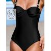 imageCUPSHE Womens One Piece Swimsuit Sweetheart Neck Bathing Suit Underwire Back Hook Adjustable StrapsBlack