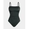 imageCUPSHE Womens One Piece Swimsuit Tummy Control Square Neck Bathing Suit Ruched Adjustable StrapsGrey
