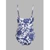 imageCUPSHE Womens One Piece Swimsuit Tummy Control V Neck Bathing SuitsWhiteDark Navy Floral