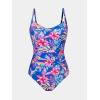 imageCUPSHE Womens One Piece Swimsuit V Neck Tummy Control Bathing Suit Crisscross Back Self Tie Ruched SwimwearRoyal BlueTropical