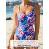 imageCUPSHE Womens One Piece Swimsuit V Neck Tummy Control Bathing Suit Crisscross Back Self Tie Ruched SwimwearRoyal BlueTropical