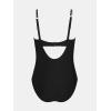 imageCUPSHE Womens Plus Size One Piece Swimsuit Curvy Shell Stitched Bathing Suit Tummy Control Ruched Scoop Neck SwimwearBlack