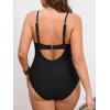 imageCUPSHE Womens Plus Size One Piece Swimsuit Curvy Shell Stitched Bathing Suit Tummy Control Ruched Scoop Neck SwimwearBlack