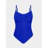 imageCUPSHE Womens Plus Size One Piece Swimsuit Curvy Shell Stitched Bathing Suit Tummy Control Ruched Scoop Neck SwimwearCobalt Blue