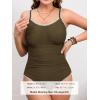 imageCUPSHE Womens Plus Size One Piece Swimsuit Curvy Shell Stitched Bathing Suit Tummy Control Ruched Scoop Neck SwimwearDark Brown