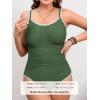 imageCUPSHE Womens Plus Size One Piece Swimsuit Curvy Shell Stitched Bathing Suit Tummy Control Ruched Scoop Neck SwimwearDeep Green