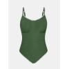 imageCUPSHE Womens Plus Size One Piece Swimsuit Curvy Shell Stitched Bathing Suit Tummy Control Ruched Scoop Neck SwimwearDeep Green