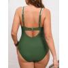 imageCUPSHE Womens Plus Size One Piece Swimsuit Curvy Shell Stitched Bathing Suit Tummy Control Ruched Scoop Neck SwimwearDeep Green