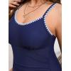 imageCUPSHE Womens Plus Size One Piece Swimsuit Curvy Shell Stitched Bathing Suit Tummy Control Ruched Scoop Neck SwimwearRoyal Blue