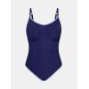 imageCUPSHE Womens Plus Size One Piece Swimsuit Curvy Shell Stitched Bathing Suit Tummy Control Ruched Scoop Neck SwimwearRoyal Blue